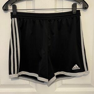 ADIDAS Women's Black & Gray Striped Athletic Shorts Size S